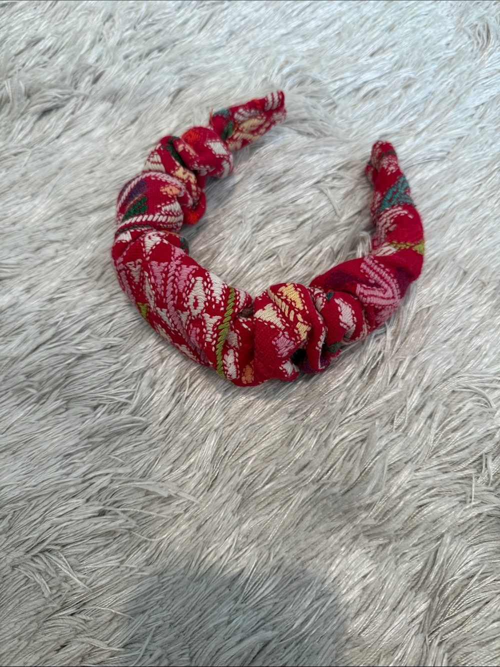 Red Patterned huipil Headband - Women's Accessory